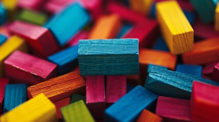 Colorful Wooden Blocks Abstract Background