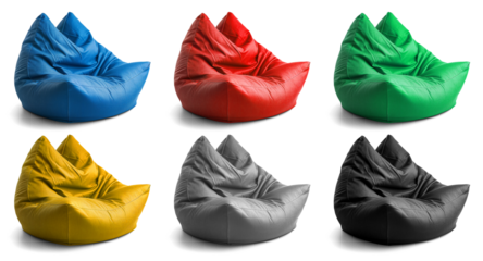 Collection set of bean bags isolated on transparent or white background, png 