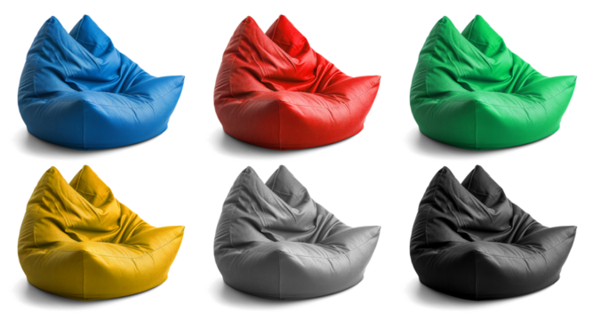 Collection set of bean bags isolated on transparent or white background, png  - Powered by Adobe