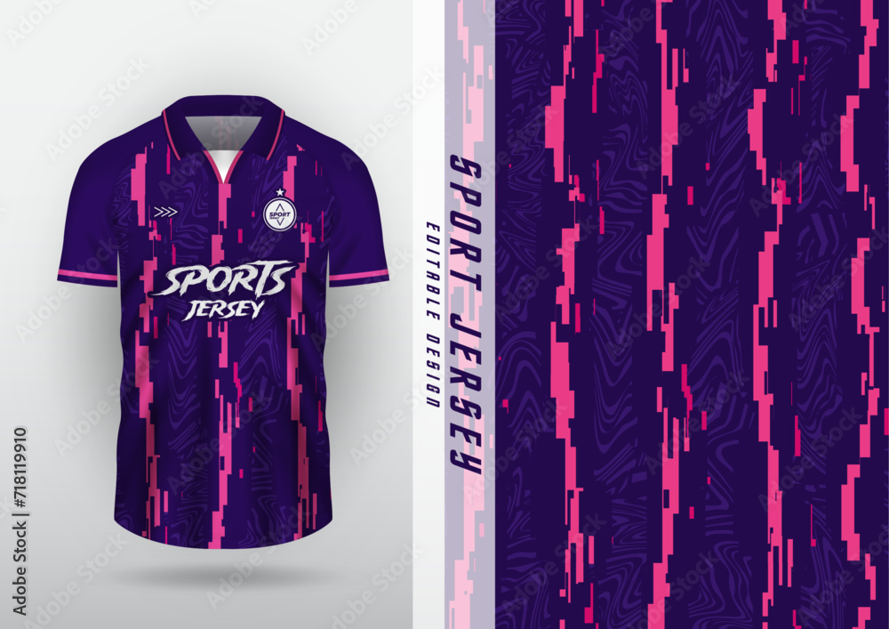 Wall mural Background sublimation outdoor sports jersey football jersey futsal jersey running jersey racing  workout purple and pink liquid wave pixel stripe pattern