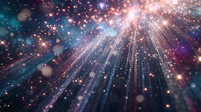 Whimsical Anime-Style Celestial Scene with Shooting Stars