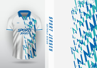 Background sublimation outdoor sports jersey football jersey futsal jersey running jersey racing  workout Blue, green and white sideways zigzag pattern.