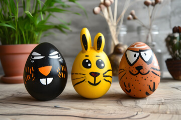 Cute easter bunny rabbit in egg sharped.