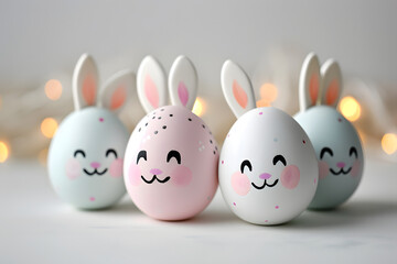 Cute easter bunny rabbit in egg sharped.