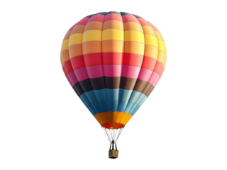 Colorful hot air balloon isolated on transparent or white background, png