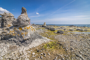 Rauks (Sea stacks) on the beach at Ljugarn, Gotland, Sweden