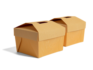 Food delivery box packaging isolated on transparent or white background, png