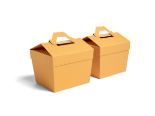 Food delivery box packaging isolated on transparent or white background, png