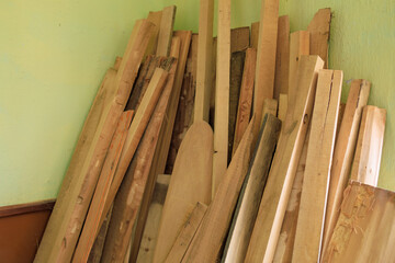 Blanks for decorative wood carving. Background with selective focus and copy space