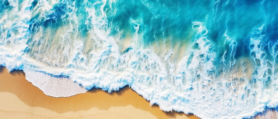 Blue sea wave with sand beach