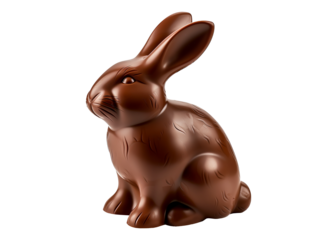 Chocolate Easter bunny isolated on transparent or white background, png