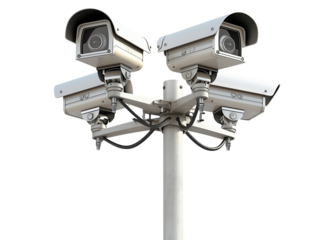 CCTV cameras isolated on transparent or white background, png