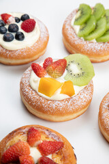 fruity and delicious doughnut isolated on white background