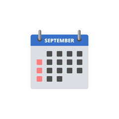 Calendar September icon isolated on transparent background