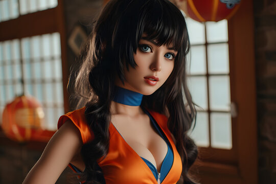 Alluring Anime Fighter: Seductive Dragonball Girl in Cosplay