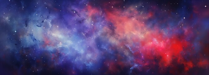 Fototapeta na wymiar A Galaxy background that is mixed and beautiful in blue, purple and red