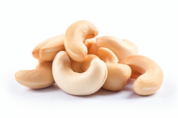 Fototapeta na wymiar cashews. a bunch of peeled nuts on a white background. a healthy vegan product.