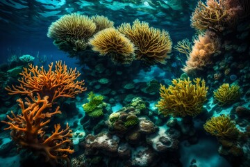 Fototapeta na wymiar Abstract underwater coral gardens teeming with life