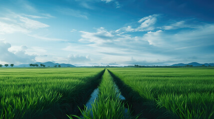 thinking about life inspired long road in a grass field, wallpaper design