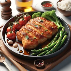 Delicious Grilled Barbecue Chicken Steak