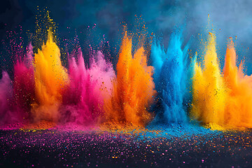 Holi is a popular and significant Hindu festival celebrated as the Festival of Colours, Love and Spring with people throwing different colors of powder paint in the air	