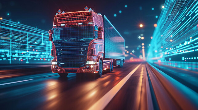 A virtual interface for logistics planning and route optimization, logistics, dynamic and dramatic compositions, with copy space