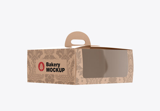 Cardboard Box with Plastic Window Mockup