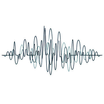Continuous one line drawing of sound wave with different amplitude.