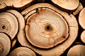 Textured tree rings on a freshly cut log