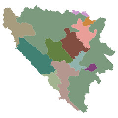 Fototapeta na wymiar Bosnia and Herzegovina map. Map of Bosnia and Herzegovina in administrative provinces in multicolor
