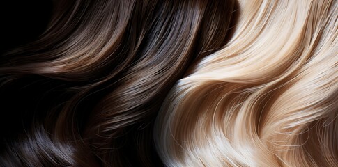 Rows of various types of wavy hair that are beautiful and shiny. generative AI - obrazy, fototapety, plakaty