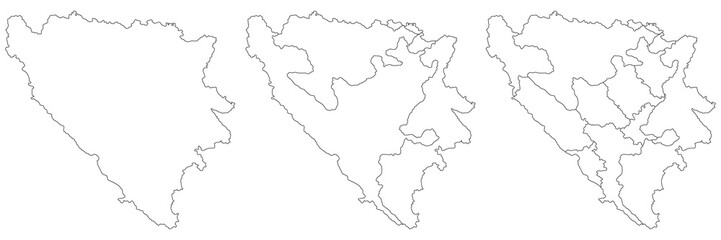 Bosnia and Herzegovina map. Map of Bosnia and Herzegovina in set - obrazy, fototapety, plakaty