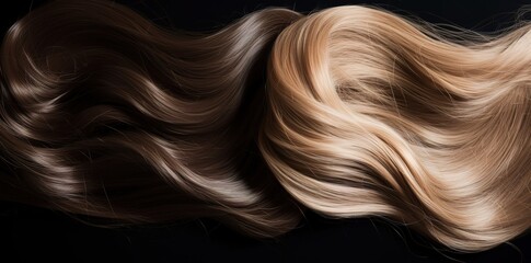 Fototapeta premium Beautiful brown and cream wavy hair. generative AI