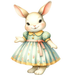 Obraz premium easter rabbit bunny easter eggs 1950 retro vintage watercolor clip art isolated 