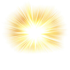 Obraz premium An illustration of high-quality sun rays light overlays with yellow flare glow isolated on a white background.