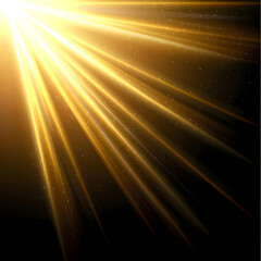 High-quality stock PNG image of sun rays light overlays with yellow flare glow isolated on a transparent background, perfect for graphic design and adding dynamic sunlight effects to images.