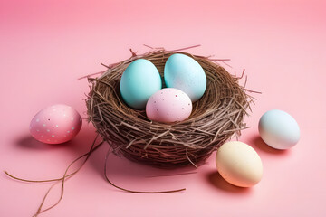 Fototapeta na wymiar easter eggs in a nest.