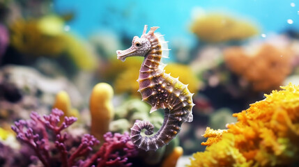 Obraz na płótnie Canvas Seahorse on tropical coral reef