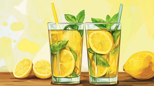 Lemon Mint Iced Tea cartoon