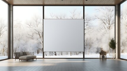 Gallery of Mockup poster blank frames in a guest room with floor-to-ceiling windows