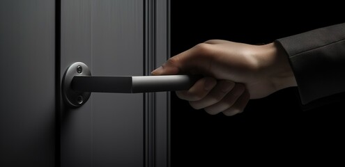 Hands opening a door. generative AI