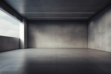 Gray concrete empty interior with blank wall for your text or product product presentation with copy space, room mockup