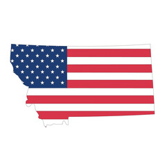 Outline of a map of the U.S. state of Montana with a flag