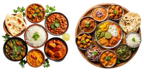 Famous India food chicken masala set in 3d png transparent no background. Created using generative AI.