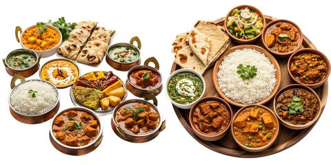 Colorful indian food set mockup in 3d without backoground png for decoration. Created using...