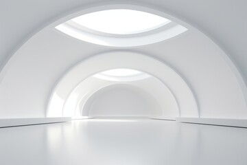 White empty interior with arches for your text or product product presentation with copy space, room mockup, white floor