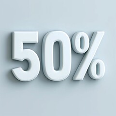 White Sign, 50% Off Sale Discount Offer on Common Items, Markdown Special