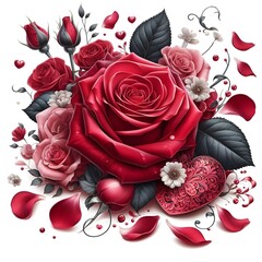 Valentine day Free beautiful roses white background