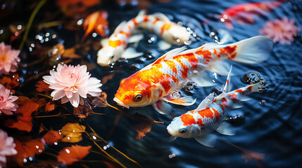 Obraz na płótnie Canvas Beautiful colorful koi fish in the water