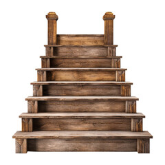 Old wooden stairs isolated on white background